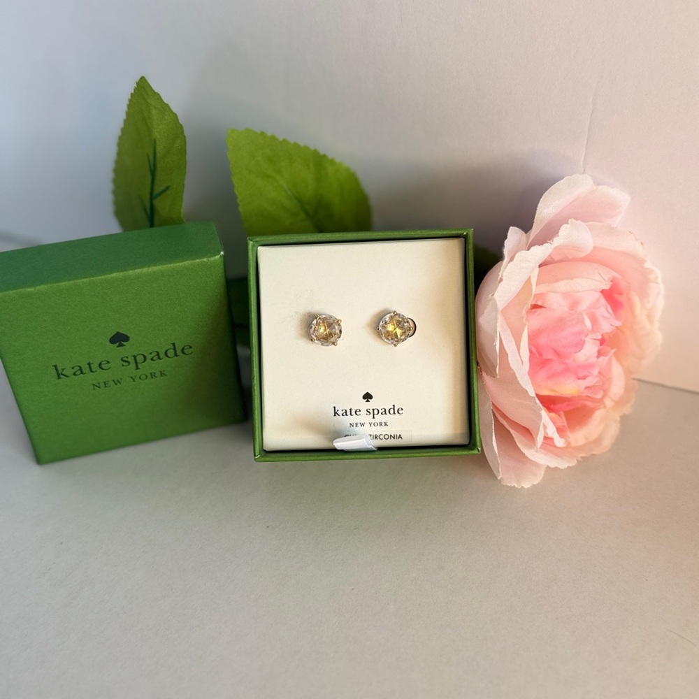 Kate Spade Beautiful Clear/Gold Stud Earrings - Picture 3 of 4